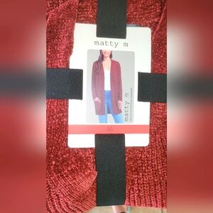 Matty M Women's Open Front Mid Length Soft Knit Chenille Cardigan